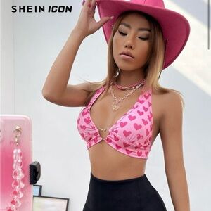 Pink Heart Halter Top XXS